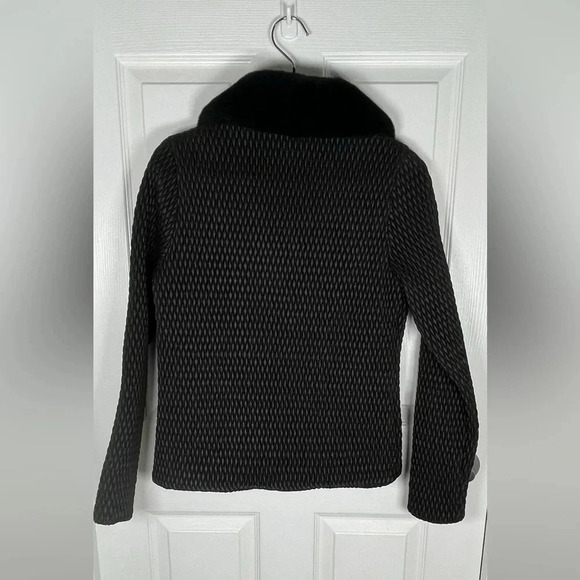 KELLI KOURI Quilted Vegan Leather Jacket w/ Fur Collar Medium - Picture 9 of 13